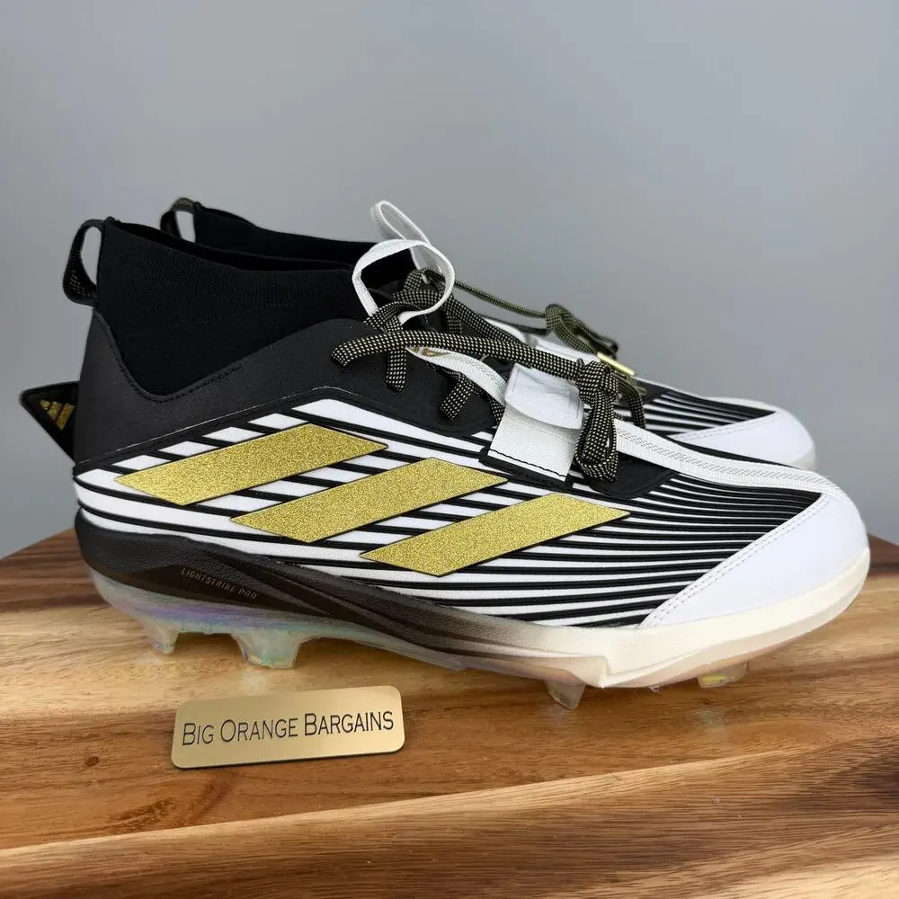 Adidas Adizero Edge+ TPU Black/White/Gold Baseball Cleats Men's 12 NEW